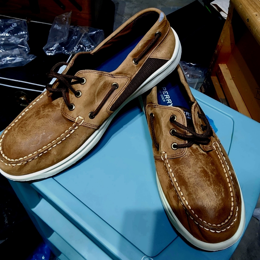 Sperry Convoy (Sts17292) Brown Leather Boat Shoes Size 13